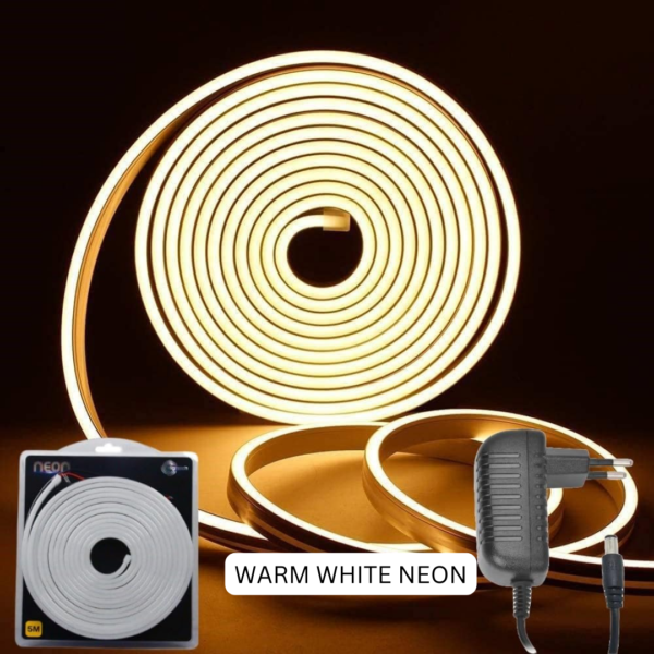 Warm White Neon LED Strip Light - 5 Meters for Cozy, Inviting Light