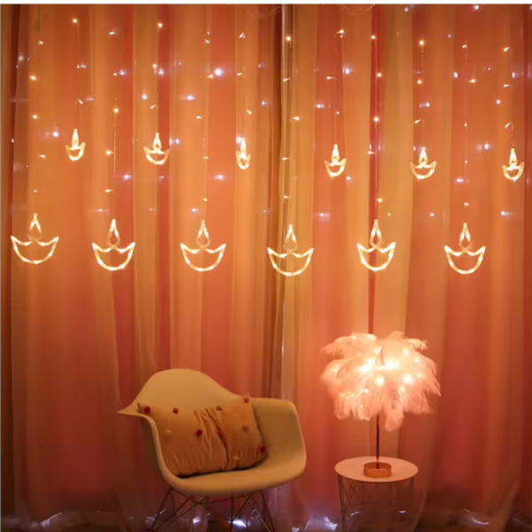 Maverick LED 6+6 Diya Curtain Light, Warm White - Elegant Festive Decoration for Indoor and Outdoor Use