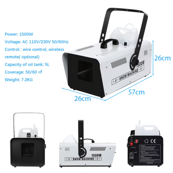 1500W Snow Machine | Simulated Snow Effect for Parties, Weddings & Holidays - Image 2